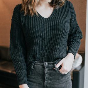 NWT Texture Cotton V-Neck by Everlane Black XXS